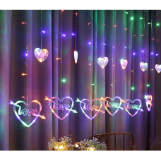 Светодиодная гирлянда-штора Сердце Love 12 шт, 3м х 1м микс